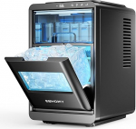 EUHOMY Half Moon Ice Cube Maker Countertop 35lb / 24 tundi, 16 t&uuml;kki 12 minutiga, automaatne s&uuml;gavpuhastus, taimer, kaasaskantav poolkuu j&auml;&auml;kuubikute tegija kristallselge