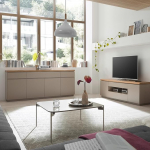 Lomadox elutoa komplekt hall, massiivne akaatsiapuidust moodne koos madallaudade, k&uuml;ljepaneeliga, 2-osaline komplekt