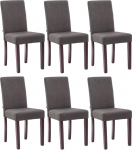 CLP Ina komplekt 6 s&ouml;&ouml;gitoa tooli kangakattega, polsterdatud toolid puidust raamiga, k&ouml;&ouml;gitoolid koos p&otilde;randakaitsmetega, v&auml;rv: V&auml;rv: Tumehall, Raami v&auml;rv: Tume Hall, V&auml;rv: Tume Hall, Raami v&auml;rv: Cappuccino