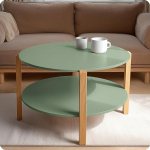 &Uuml;mmargune kohvilaud helerohelised MDF-paneelid koos p&ouml;&ouml;gijalgadega, ajatu disain elutuppa