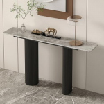 Generisch Moderner, schmaler Eingangstisch f&uuml;r Wohnzimmer, platzsparende Konsole, Sofatisch, einfache Montage, Akzentm&ouml;bel, 100 cm (39,4 Zoll), schwarzes Design f&uuml;r kleine R&auml;ume