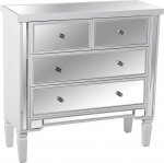 DRW 4 sahtliga kapp valge puidust ja peegliga 85 x 33 x 84 cm Estandar