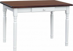 k koma Solid White Pine Dining Table with Drawer - Walnut Table Top - Stylish Kitchen Table (80x120cm) NEW