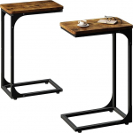 QEEIG kitsas C-kujuline k&uuml;ljelaud 2-st elutoa komplektist &otilde;huke diivanilaua lauad Skunny Thin Small Farmhouse 9.5" laius Rustic Brown (017-24BN)