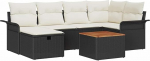 7-teiliges Garten-Sofa-Set mit Kissen Schwarz Poly-Rattan Gartenlounge Model3359453