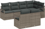 7-teilige Garten Sofa Set mit Kissen Grau Poly Rattan, 2-Sitzer Garten Sofa mit Kissen Grau Poly Rattan Gartenlounge Model3346419