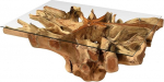 Amazonas Burl Wood kohvilaud 110 x 70 cm koos klaasist elutoa lauaga puidust