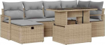 7-teilige Gartensofagarnitur mit Kissen Beige Poly Rattan Gartenlounge Model3359797