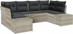 6-teiliges Garten-Sofaset mit Kissen Hellgrau Poly Rattan Gartenlounge Model3355871