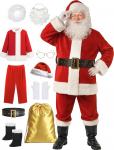 Ahititi J&otilde;uluvana kost&uuml;&uuml;m meestele Deluxe Adult Santa Suit Men Red 10 Pieces Professional Santa Outfit Christmas Cosplay Party