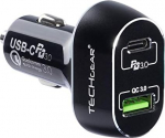 TECHGEAR USB C autolaadija, 63 W 2-portiline USB autolaadija 45 W PD Power Delivery, 18 W kiirlaadimise 3.0 port iPhone 11 Pro XS Max XR, iPad Pro, MacBook Pro/Air 2018, Galaxy S10, S9, Note 10 jne. jaoks