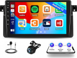 2G + 64G autoraadio Android 13 BMW E46 1999-2005 juhtmevaba Carplay ja Android auto Bluetooth 9-tolline puuteekraan koos WiFi GPS EQ FM/RDS peeglilink + AHD tagurduskaamera ja mikrofoniga