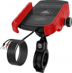 GRAND PITSTOP Grandpitstop Jaw Grip veekindel jalgratta/mootorratta/mootorolleri mobiiltelefonihoidja kinnitus kiire 15 W traadita laadijaga, ideaalne kaartide ja GPS-navigatsiooni jaoks - punane