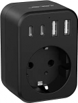 JSVER &uuml;lemaailmne reisiadapteri komplekt, rahvusvaheline pistikupesa adapter 2 USB-C ja 2 USB-A pordiga, reisipistik L&otilde;una-Aafrika, Jaapan, India, USA, Austraalia ja Suurbritannia jaoks (EL Jaapan-must)