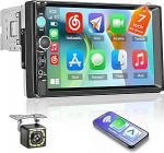 Hikity 1 DIN 7-tolline HD puuteekraaniga autoraadio, mis &uuml;hildub Apple CarPlay Android autoga, autoraadio koos peeglilinkide/rattajuhtimise toetusega HD tagurdamine AUX EQiga