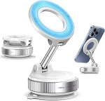 Telvesse Vacuum Magnetic Mobile Phone Holder Car, [Super Suction Cup] Kokkupandav ja pikendatav magnetiline iminappide hoidja, [360&deg; reguleeritav] k&auml;ed-vabad paigaldamine autole/v&otilde;imlemisele/peeglile (valge)
