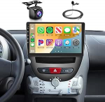 Autoradio [4G+64G] Citroen C1/Toyota Aygo/Peugeot 107, 10.1-tolline puuteekraaniga Android 13 koos CarPlay, Android Car, BT5.0, WLAN, GPS, RDS, FM, EQ