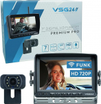 VSG 24 7-tolline traadita tagurduss&uuml;steem Premium Pro HD matkaauto, hobuse haagise, auto, auto komplekt, traadita, tagurduskaamera + monitor, numbrim&auml;rkide kaamera j&auml;relpaigaldamine 12V-24V, digitaalne, auto tagumine vaade