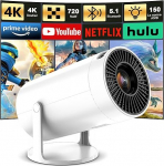 Miniprojektor Android 13 WiFi 6 Bluetooth 5.2 Mini projektor 4K 1080P toetus automaatne keystone korrektsioon 180 kraadi nurga Smart Outdoor projektor &uuml;hilduv telefon/HDMI/USB