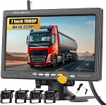 CAMECHO traadita tagurduskaamera, 4 kaamerat, IP68 veekindel, &ouml;ine n&auml;gemine, lai nurk 7-tollise HD monitoriga k&otilde;ikidele mudelitele, suure j&otilde;udlusega kiibiga tagurduskaamera tagurdusjoonega, pime koht