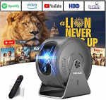 [Integreeritud rakendus] Miniprojektor toetab 4K 1080P 2026, projektori automaatne fookus ja trajektoorikorrigeerimine, 360&deg; p&ouml;&ouml;rlev projektor WiFi 6 ja Bluetooth 5.4 HDMI/TV Stick/USB/ - hall