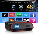 4K kodukino projektor HDMI ARC Google TV, 2200ANSI igap&auml;evane Ultra HD Smart projektor magamistoas filmide m&auml;ngude jaoks, HDR10 WiFi 6 Bluetooth 5.4 DB Audio, h&auml;&auml;ljuhtimine, ToF Auto Focus, Zoom, lagi