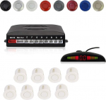 CoCar auto tagurdussignalisatsiooni parkimisabi 8 sensorit parkimisassistent parkimiss&uuml;steem PDC + LED-indikaatorid + akustiline hoiatus - valge