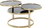 FineBuy Sina Coffee Table with 3 Table Tops, 58 x 43 x 58 cm, Round Design, Living Room Table, Glass / Metal, Designer Glass Table, Sofa Table, Modern Small Lounge Table