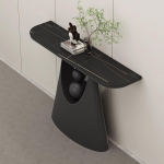 Moderner Eingangstisch &ndash; schmaler Konsolen-Sofatisch mit eleganter Marmorplatte, stilvoller Foyertisch f&uuml;r das Wohnzimmer &ndash; Schwarz 130 cm (51,2 Zoll)