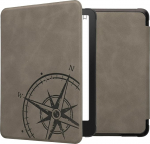 Amazon Kindle Paperwhite (2024)/Colorsoft Case'iga &uuml;hilduv kwmobile &uuml;mbris - Kunstnahast &uuml;mbris - kompass Vintage Grey