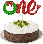 Gyufise 1 Pack j&otilde;ulukirve &uuml;ks kooki topper Punane roheline r&otilde;&otilde;msad j&otilde;ulud 1. s&uuml;nnip&auml;eva kooki kaunistused poistele t&uuml;drukute kooki kaunistused j&otilde;ulupuhkuseks Baby Shower 1. s&uuml;nnip&auml;eva peotarvikud