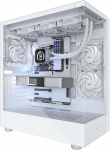 MUSETEX PC Case ATX 3 Fan Pre-installed, Type-C Mid-Tower Computer Case with Full View Double Glass, Gaming PC Case, White (K2)