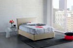 Talamo Italia - Ashasa Square and Half Bed, Container Bed with Fabric Cover, 100% Made in Italy, Front Opening, Fits Mattress Cm 120x190, Beige