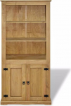 tidyard Mexico Style Cabinet with 3 Open Shelves + 1 Cupboard with Double Door, Made of Pine Wood, Brown, 80 x 40 x 170 cm (L x W x H)