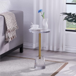 LIKENOW Acrylic Furniture Side Tables for Small Spaces with Gold Stainless Steel Post, Round End Table for Lobby, Bedside Tables for Bedroom, Small Bedside Tables for Living Room, Modern