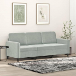 LAPOOH 359452 3-Seater Sofa, Light Grey, 180 cm, Velvet, Lounge Sofa, Sofas & Couches, Relax Sofa, Couch for Living Room, Couch with - 359452