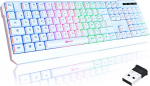 KLIM Chroma AZERTY traadita m&auml;nguklaviatuur - Uudis - &Otilde;huke, vastupidav, ergonoomiline, diskreetne, veekindel, vaikne - m&auml;nguklaviatuur taustavalgustusega PC-le Macile - PS4 PS5 - valge