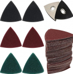 Schleifpapier Haken und Schleife Dreieck Schleifpa 80 &times; 80 mm Werkzeug-Schleifpapier-Set, 133-teilig, verschiedene K&ouml;rnungen 60&ndash;240, mit dreieckigen Scheuerschw&auml;mmen und dreieckigem Schleifpad