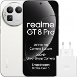 realme GT 8 Pro nutitelefon 12GB+256GB, 200MP teleobjektiiv, kaamera RICOH GR tehnoloogiaga, Snapdragon 8 Elite Gen 5, 7000mAh Titanium aku, 120W kiirlaadimine + 50W traadita laadimine, valge