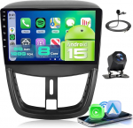 【8 Kern 6+128G】 Carplay Bildschirm f&uuml;r Peugeot 207 2005-2015 Autoradio Android 9 Zoll Touchscreen mit Android Auto/Navi/WiFi/GPS/RDS/FM/Bluetooth/USB/DSP+R&uuml;ckfahrkamera f&uuml;r Peugeot 207