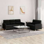 Juroupi 3201604 2-Piece Sofa Set with Cushion Sofa Living Room Sofa Set Sofas for Living Room Black Fabric