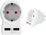 Skross 'Schutzkontakt' Country Plug Adapter White One Size & Country Adapter Europe to USA: reisiadapter Euroopast Ameerika standardit kasutavatesse riikidesse reisimiseks.