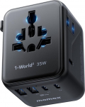 MOMAX universaalne adapter pistikupesa, 35 W reisipistiku adapter kogu maailmas koos Dual AC 3 USB C PD ja 2 USB A QC, 7-in-1 reisipistikupesa rahvusvaheline pistik EL UK USA Jaapan (t&uuml;&uuml;p C/A/G/I)