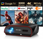 Nutikas 4K UHD p&auml;evavalgusprojektor kodukino koos Google TV-ga, 2200ANSI, HDMI eARC, HDR10+, ToF autofookus, l&uuml;hem visioon, DD+, WiFi6 Bluetooth-projektor Ultra HD siseruumide filmide jaoks.