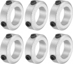 sourcing map 6 Pcs Screw Neck Set 12mm Bore Aluminum Alloy Shaft Collars 20mm OD 6mm Width Axle Boot for Linear Rod Shaft Guide