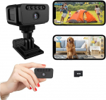 Bextgoo Mini Camera 4K, 3 Modes: Wi-Fi/Hotspot/Without WiFi, Indoor Surveillance Camera with 64GB Memory Card, Night Vision, Motion Detection, Small Camera for Indoor and Outdoor Use