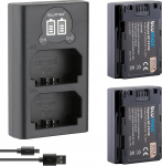 Blumax 2 x aku Asendab Sony NP-FZ100-2250 mAh + Mini Dual laadija Sony Alpha Sony FX30-7 IV 7c 7RIV 7RV 7RIII ZV-E1 jaoks Sony FX30-7 IV 7c 7RIV 7RV 7RIII ZV-E1