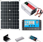 P&auml;ikesepaneelide komplekt | P&auml;ikesepaneel 18W 12V koos 30A laadimiskontrolleriga | Sinuslaine-inverteri laadija, RV toites&uuml;steem, haagise konfiguratsioon, RV-seadmed