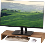 KIRIGEN puidust monitori statiiv - t&ouml;&ouml;laua korraldaja arvutile/lauaarvutile/telerile/printerile, kontorikinnitus koos hoiuruumiga, pikkus 59 cm, pruun