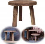 LS-LebenStil Vintage puust jakkar - Dehli - Teak puit - massiivne - rustikaalne - pruun - 30 x 30 cm jakkar Jalgpink Jalgpink Astmeline jakkar K&otilde;rvaline jakkar V&auml;ike jakkar lastetoas istumiseks